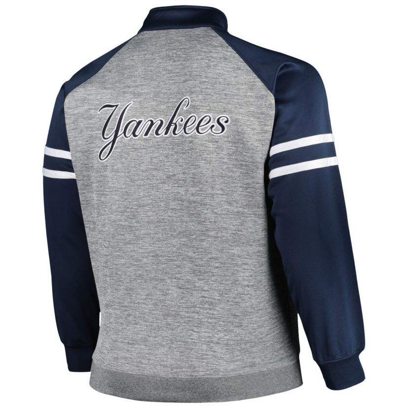 MLB Navy/Heather New York Yankees Big & Tall Raglan Full-Zip Track Jacket