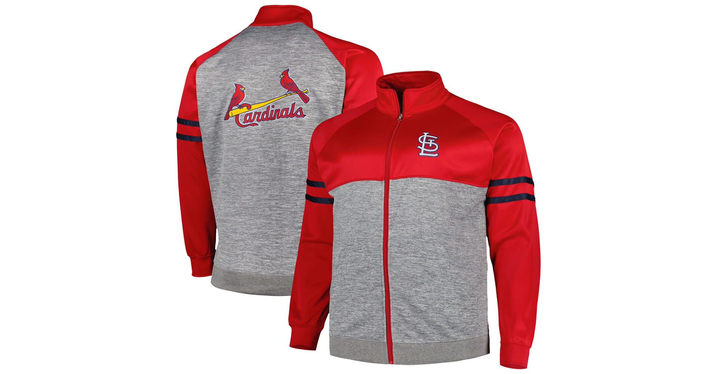 MLB Red/Heather St. Louis Cardinals Big & Tall Raglan Full-Zip Track Jacket