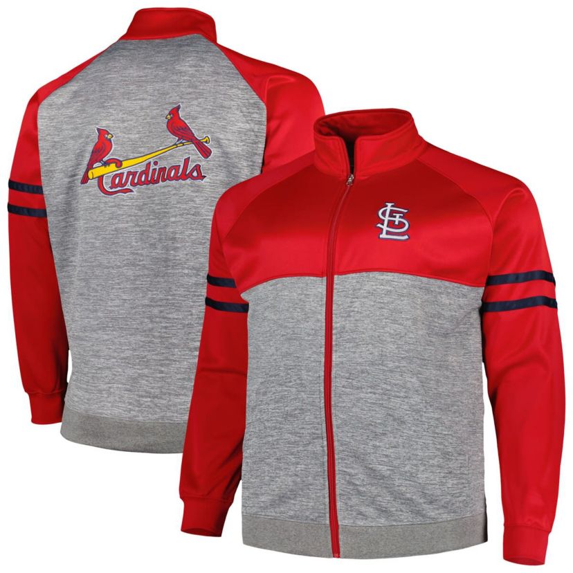 MLB Red/Heather St. Louis Cardinals Big & Tall Raglan Full-Zip Track Jacket