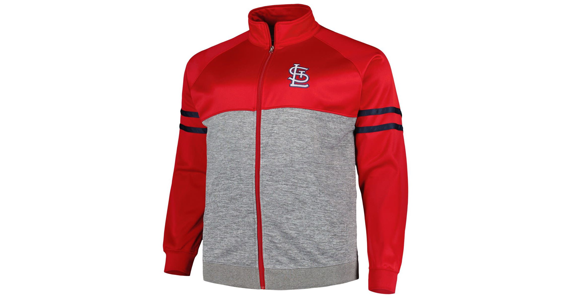 MLB Red/Heather St. Louis Cardinals Big & Tall Raglan Full-Zip Track Jacket
