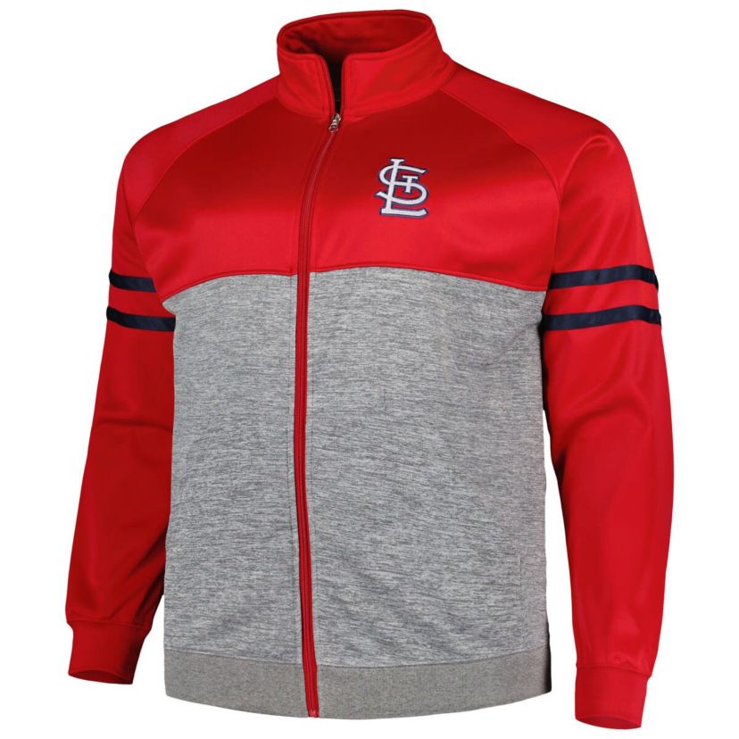 MLB Red/Heather St. Louis Cardinals Big & Tall Raglan Full-Zip Track Jacket