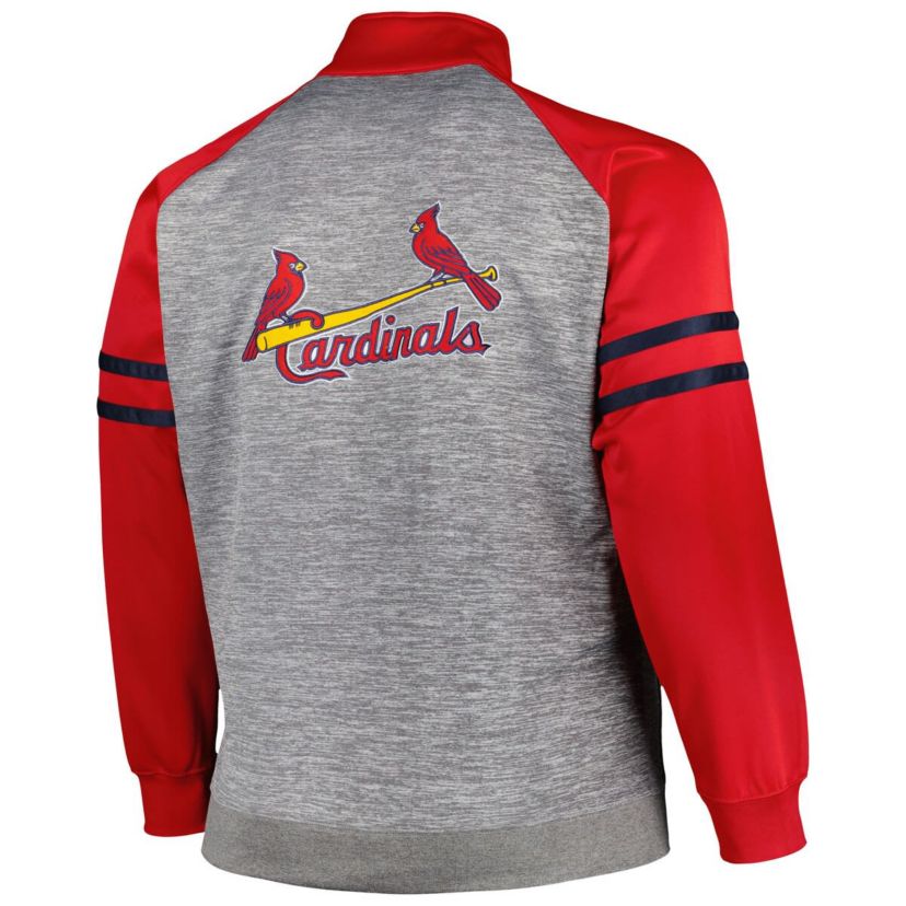 MLB Red/Heather St. Louis Cardinals Big & Tall Raglan Full-Zip Track Jacket