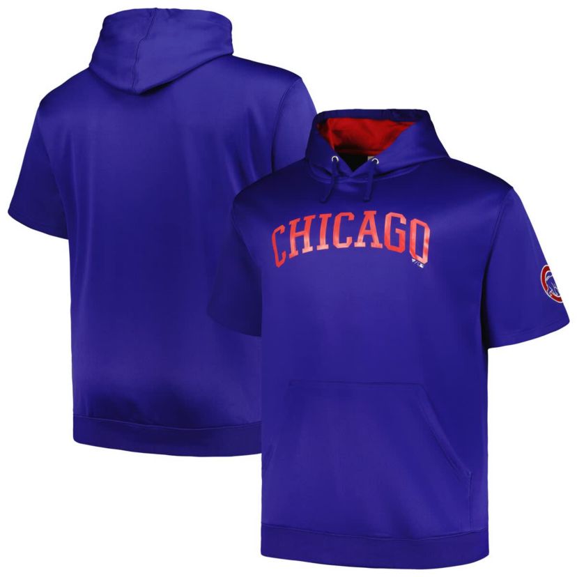 MLB Chicago Cubs Big & Tall Contrast Short Sleeve Pullover Hoodie