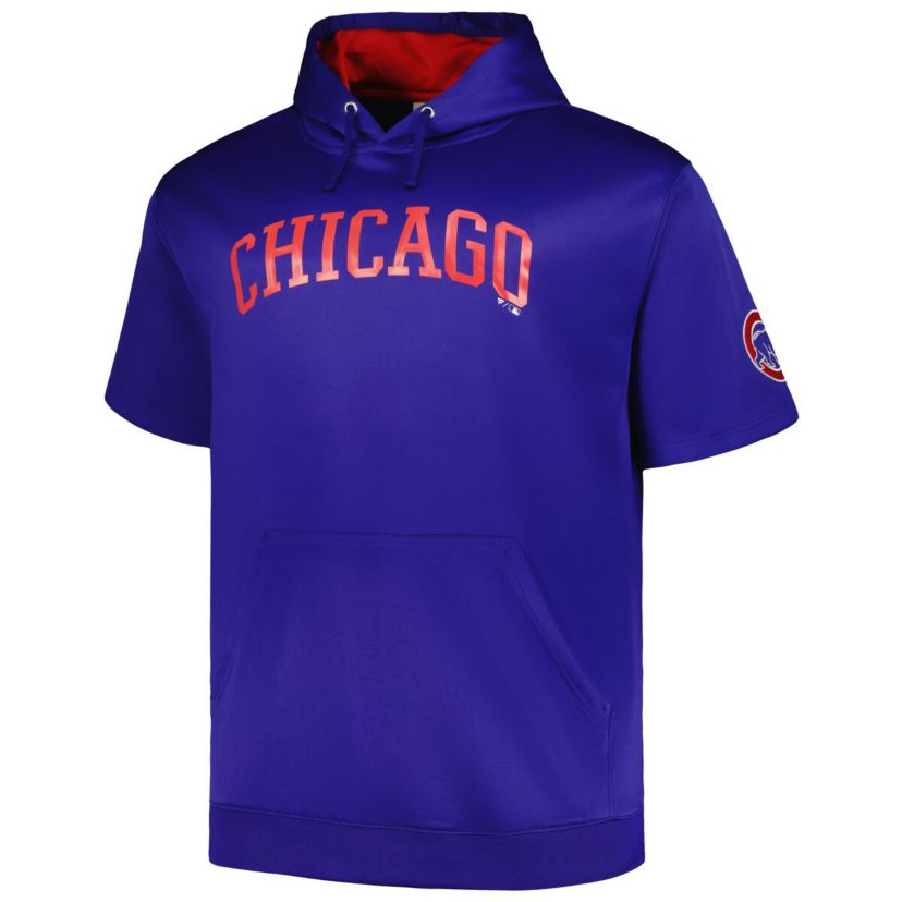MLB Chicago Cubs Big & Tall Contrast Short Sleeve Pullover Hoodie