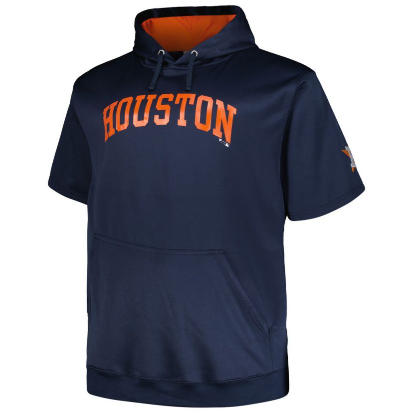 MLB Houston Astros Big & Tall Contrast Short Sleeve Pullover Hoodie