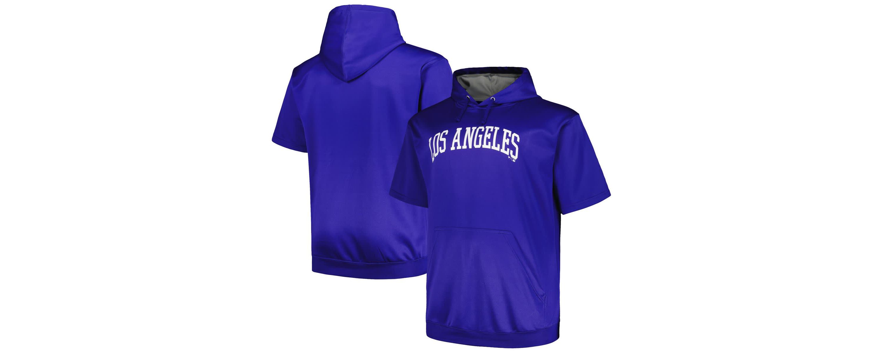 MLB Los Angeles Dodgers Big & Tall Contrast Short Sleeve Pullover Hoodie