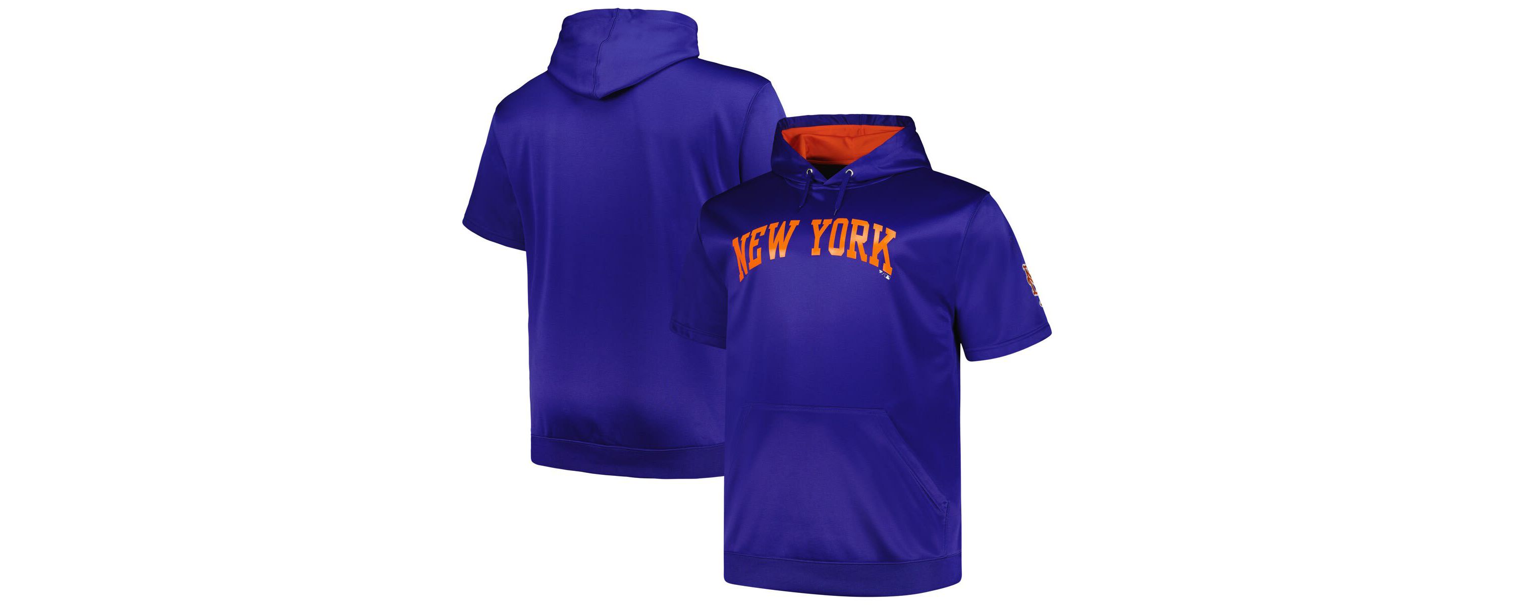 MLB New York Mets Big & Tall Contrast Short Sleeve Pullover Hoodie