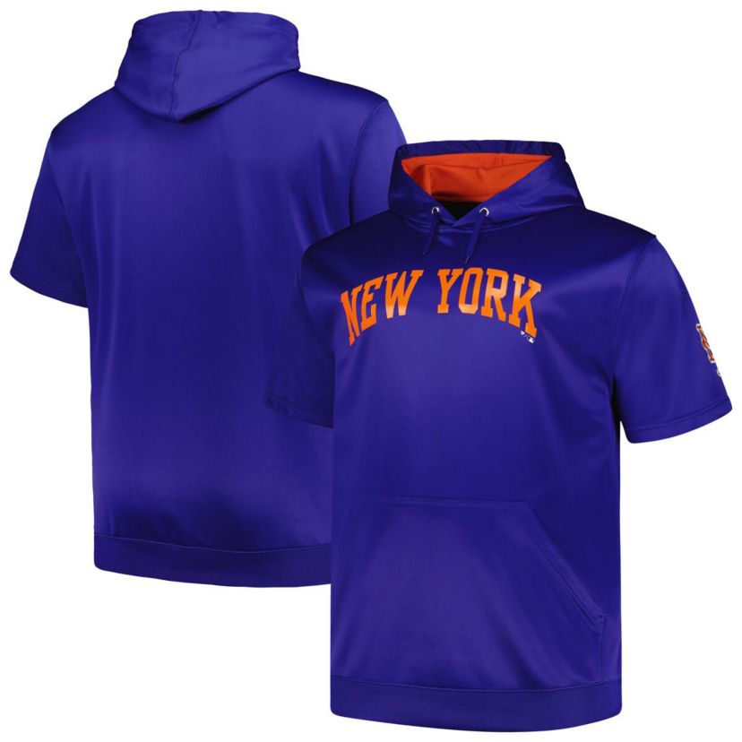 MLB New York Mets Big & Tall Contrast Short Sleeve Pullover Hoodie