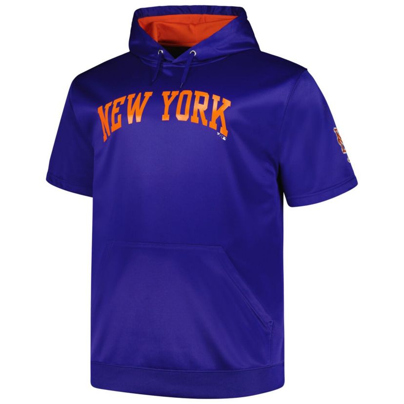 MLB New York Mets Big & Tall Contrast Short Sleeve Pullover Hoodie