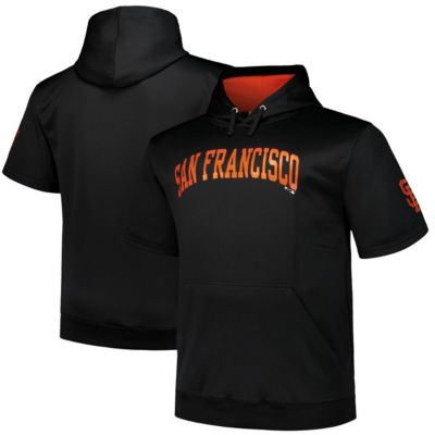 Profile Men's MLB San Francisco Giants Big & Tall Contrast Short Sleeve Pullover Hoodie, Black, 2XL Tall