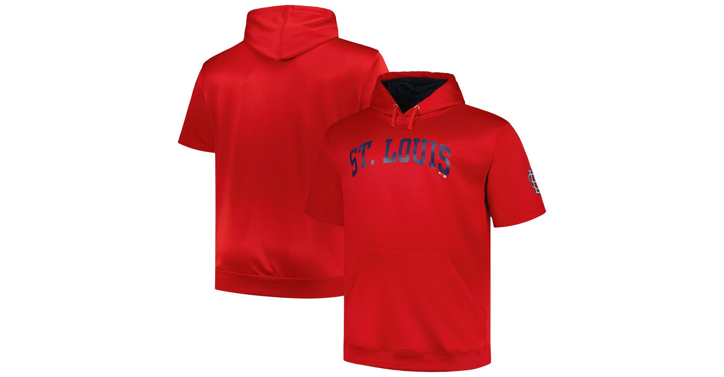 MLB St. Louis Cardinals Big & Tall Contrast Short Sleeve Pullover Hoodie