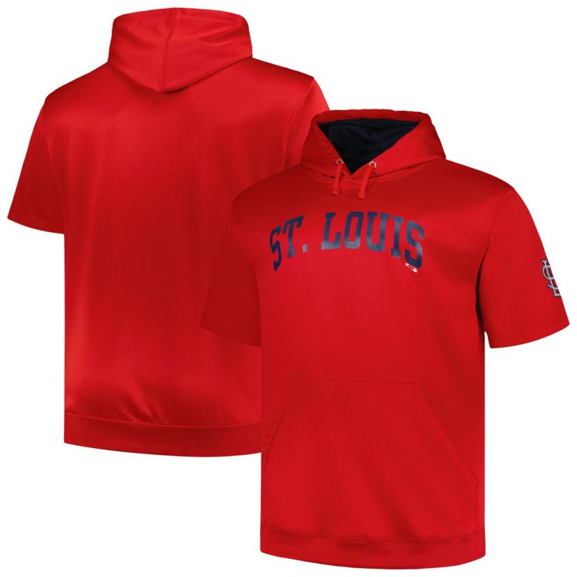 MLB St. Louis Cardinals Big & Tall Contrast Short Sleeve Pullover Hoodie