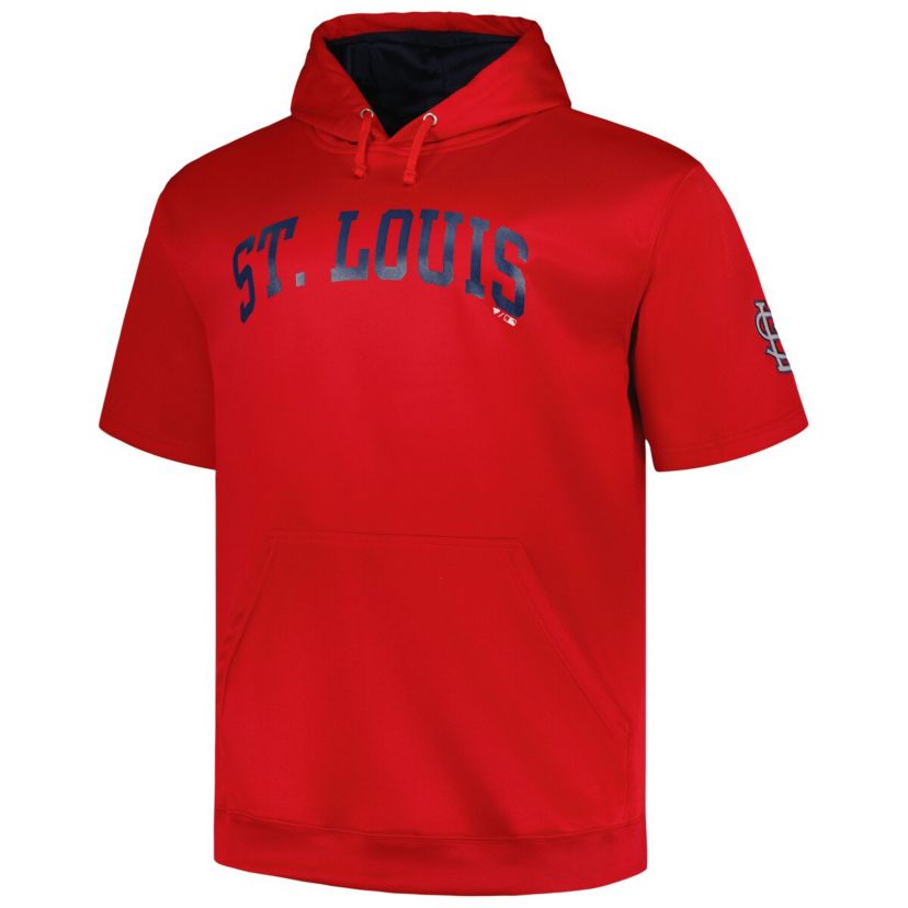 MLB St. Louis Cardinals Big & Tall Contrast Short Sleeve Pullover Hoodie