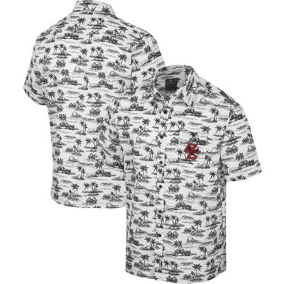 Colosseum Men's Boston College Eagles NCAA Boston NCAA Eagles Spontaneous is Romantic Camp Button-Up Shirt, White, XL