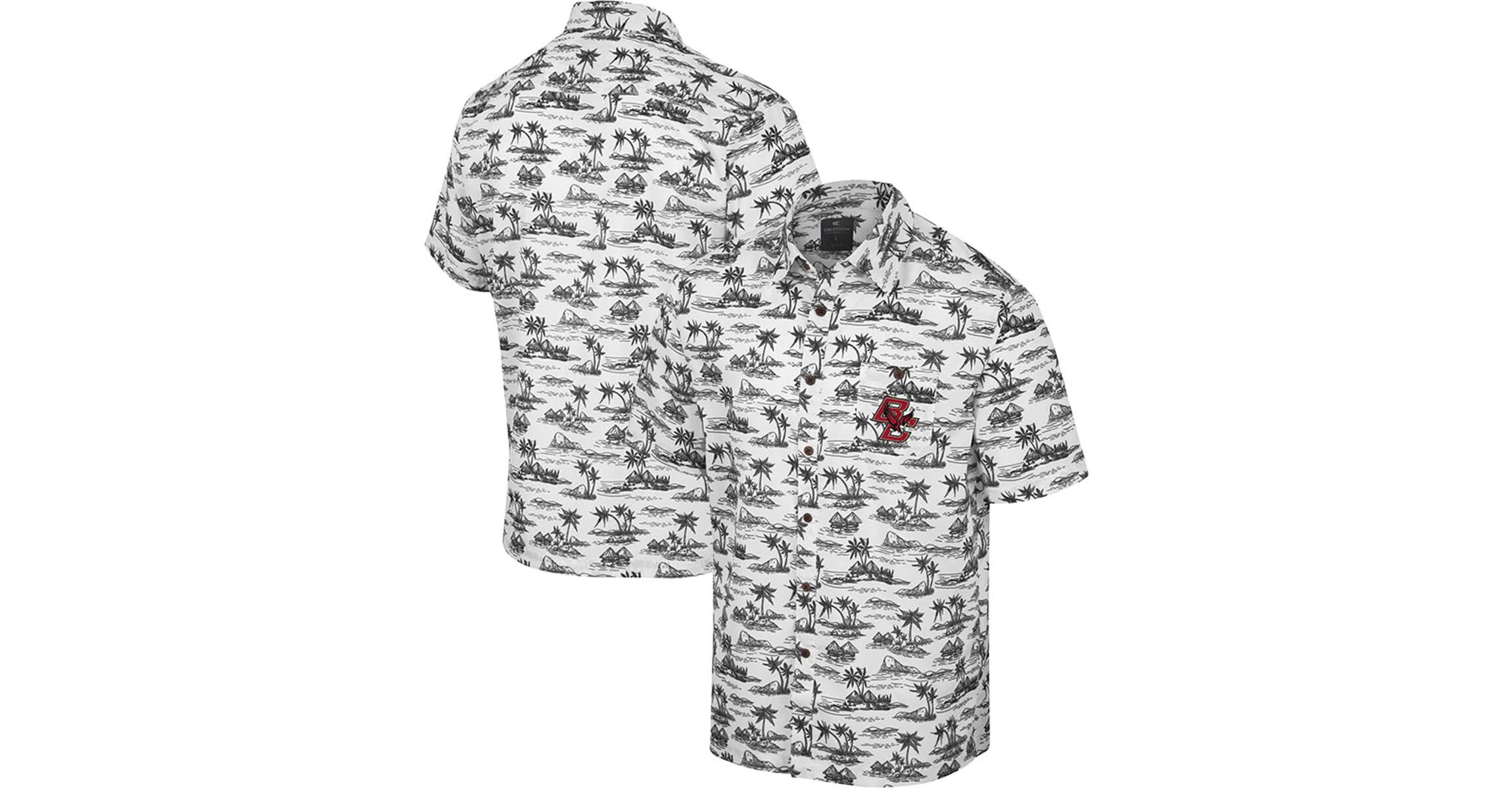 Boston College Eagles NCAA Boston NCAA Eagles Spontaneous is Romantic Camp Button-Up Shirt