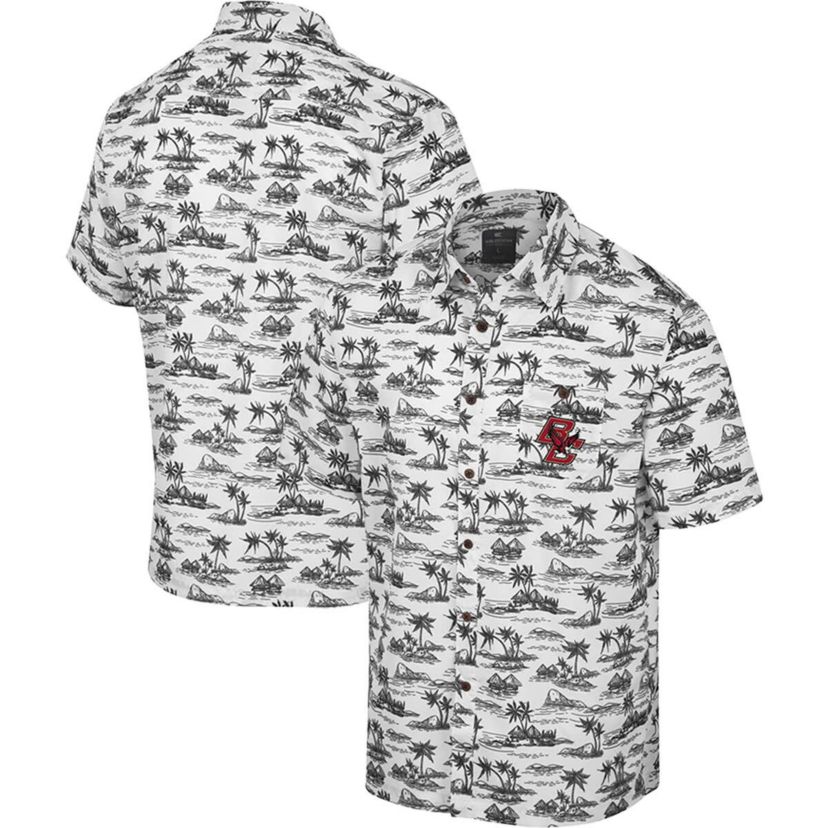 Boston College Eagles NCAA Boston NCAA Eagles Spontaneous is Romantic Camp Button-Up Shirt