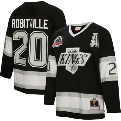 Mitchell & Ness Men's NHL Luc Robitaille Los Angeles Kings Alternate Captain Patch 1992/93 Line Player Jersey, Black, X-Large -  0196294809792