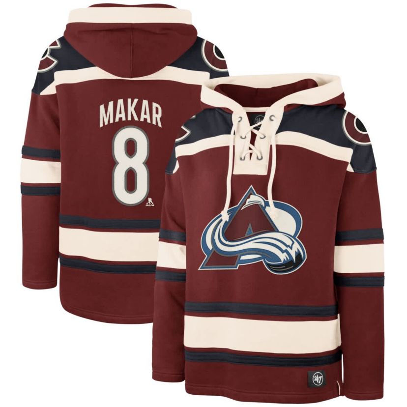 NHL Cale Makar Colorado Avalanche Player Name & Number Lacer Pullover Hoodie
