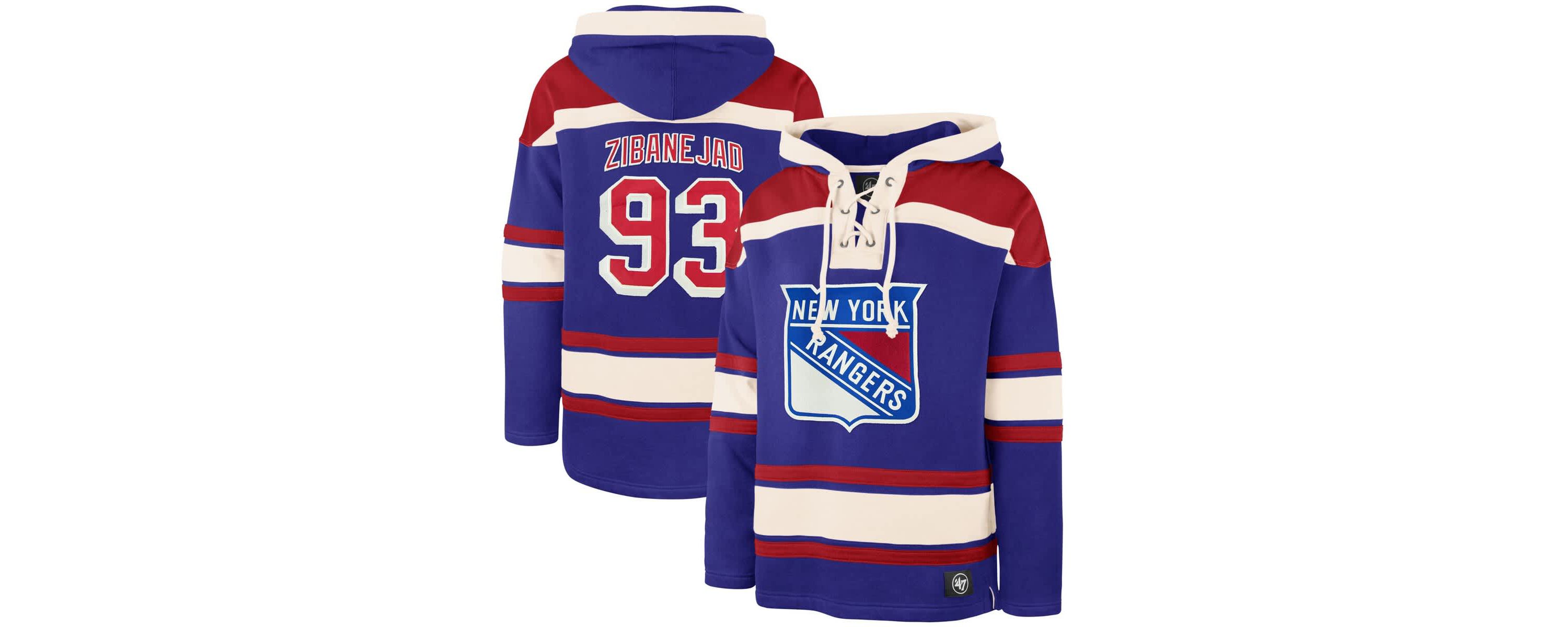 NHL Mika Zibanejad New York Rangers Player Name & Number Lacer Pullover Hoodie