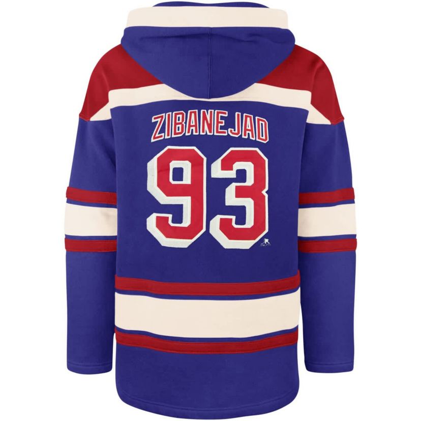 NHL Mika Zibanejad New York Rangers Player Name & Number Lacer Pullover Hoodie