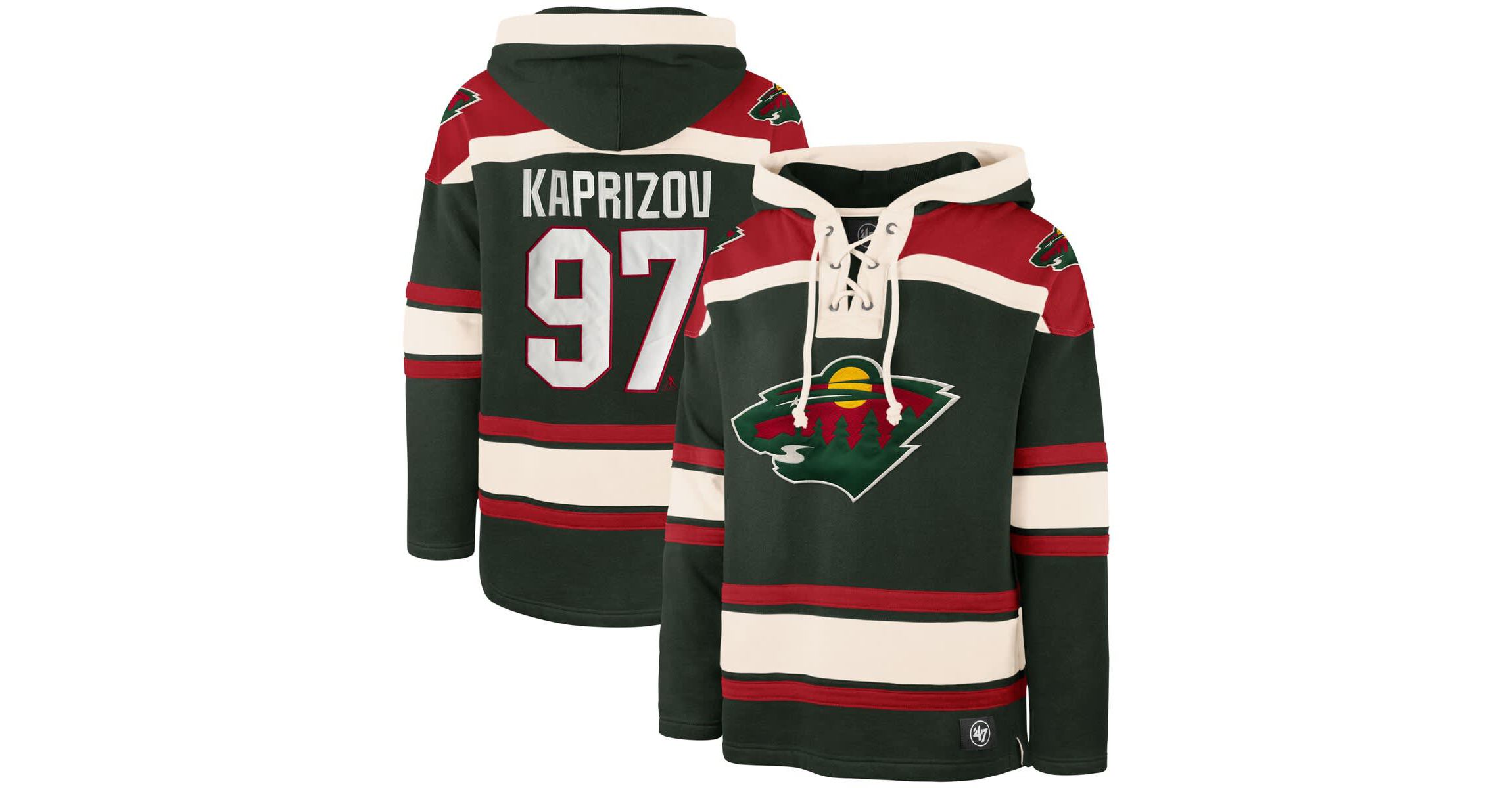 NHL Kirill Kaprizov Minnesota Wild Player Name & Number Lacer Pullover Hoodie