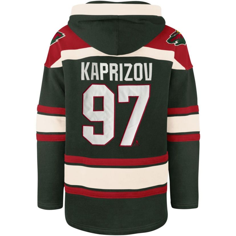 NHL Kirill Kaprizov Minnesota Wild Player Name & Number Lacer Pullover Hoodie