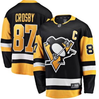 Men's NHL Fanatics Sidney Crosby Pittsburgh Penguins Captain Patch Home Breakaway Jersey, Black, 2XL