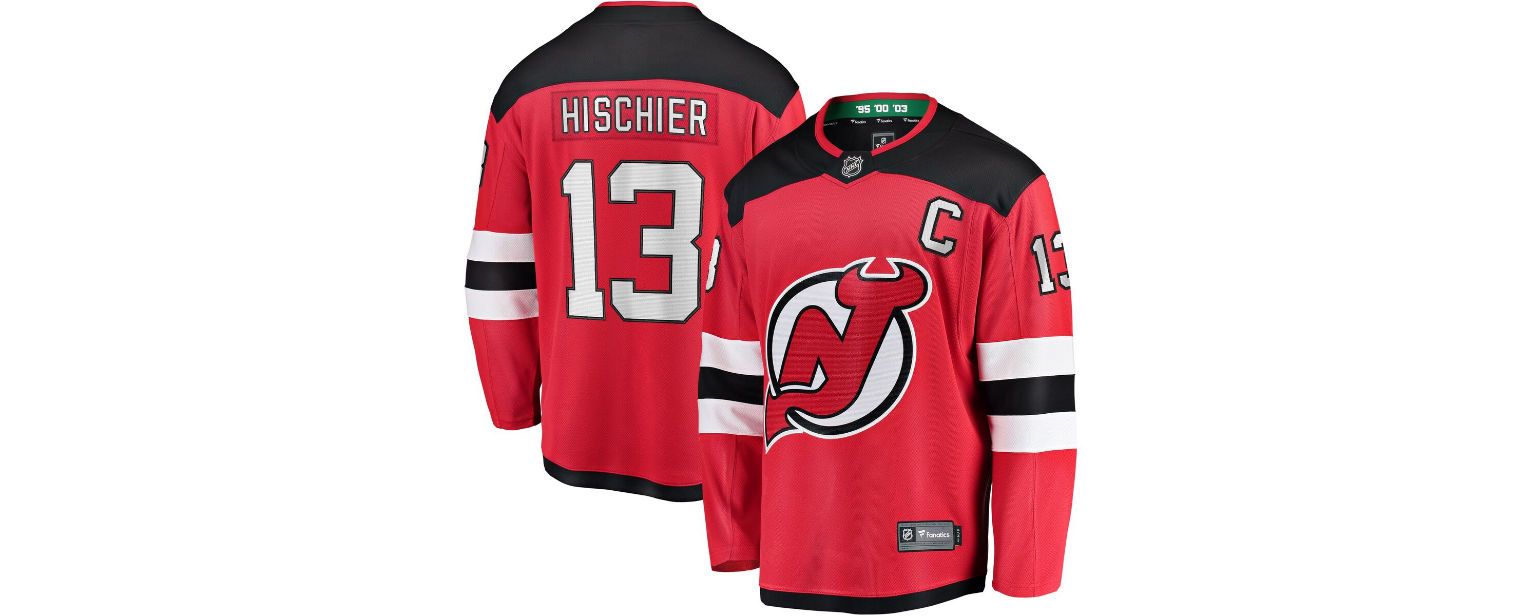 NHL Fanatics Nico Hischier New Jersey Devils Captain Patch Home Breakaway Jersey