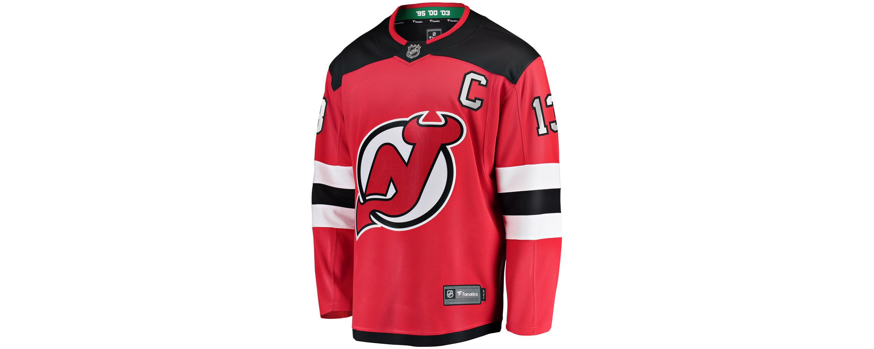 NHL Fanatics Nico Hischier New Jersey Devils Captain Patch Home Breakaway Jersey
