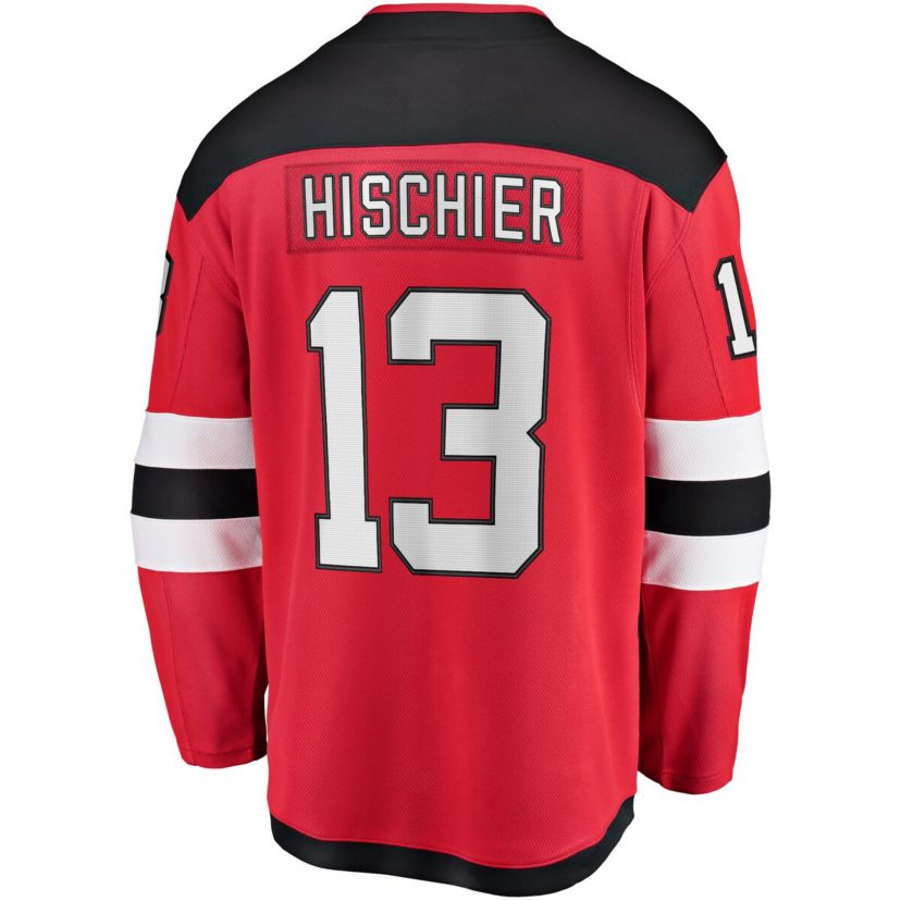 NHL Fanatics Nico Hischier New Jersey Devils Captain Patch Home Breakaway Jersey