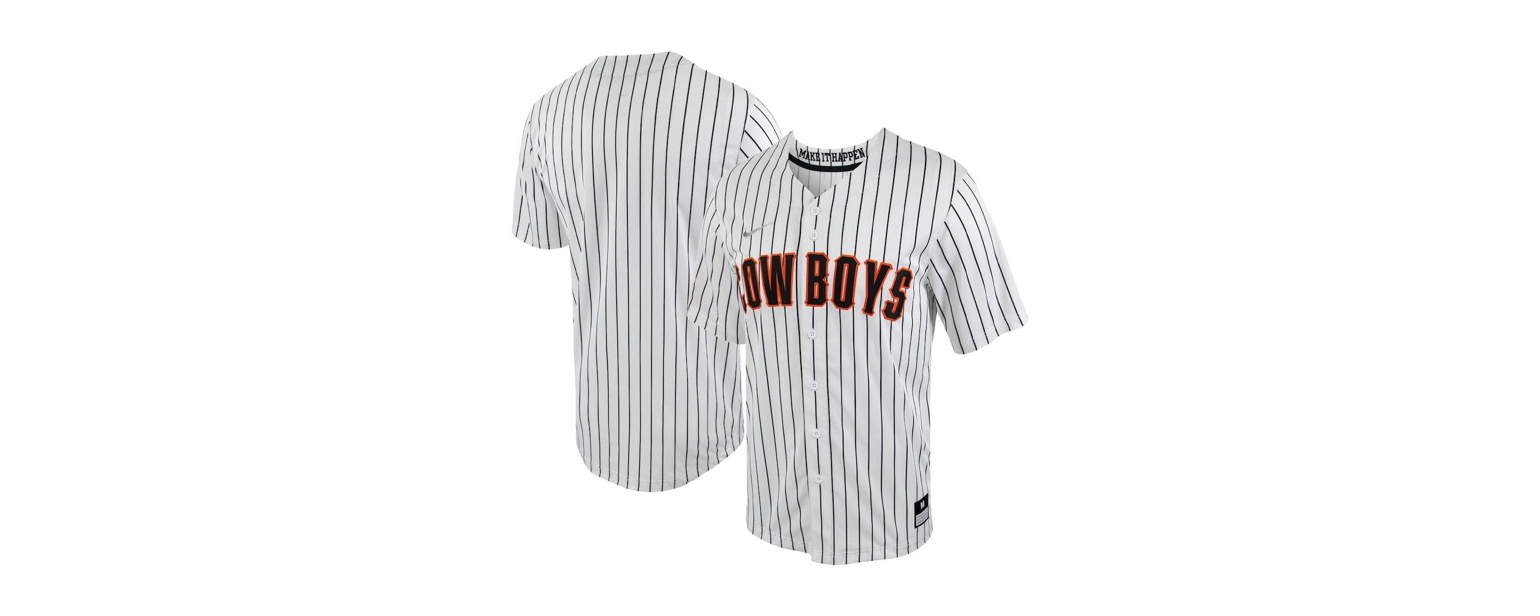 NCAA Nike Oklahoma State Cowboys Pinstripe Replica Full-Button Baseball Jersey
