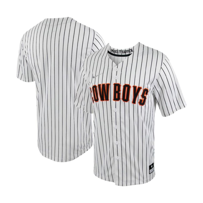 NCAA Nike Oklahoma State Cowboys Pinstripe Replica Full-Button Baseball Jersey