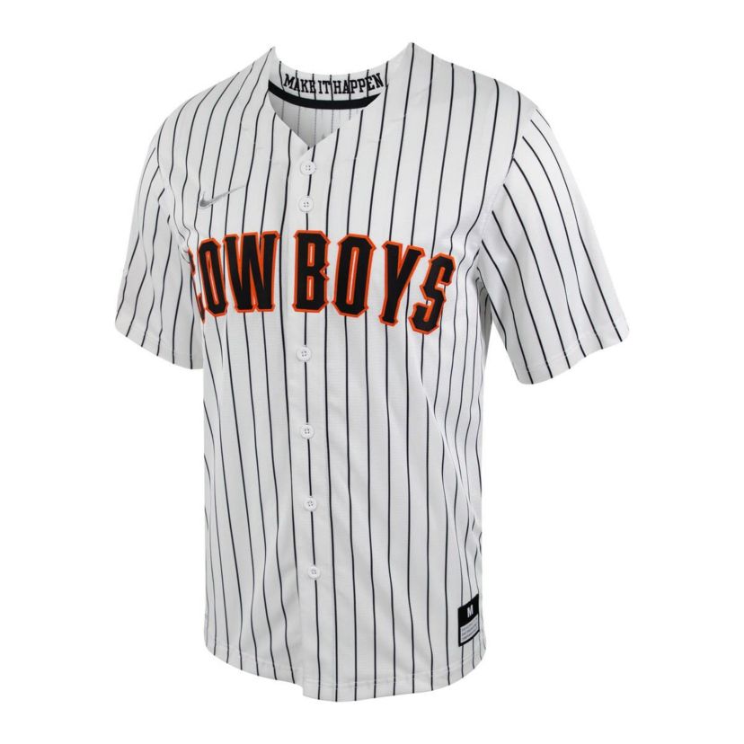 NCAA Nike Oklahoma State Cowboys Pinstripe Replica Full-Button Baseball Jersey