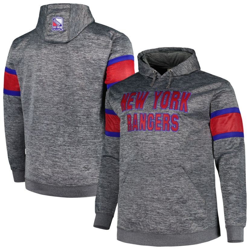 NHL New York Rangers Big & Tall Stripe Pullover Hoodie
