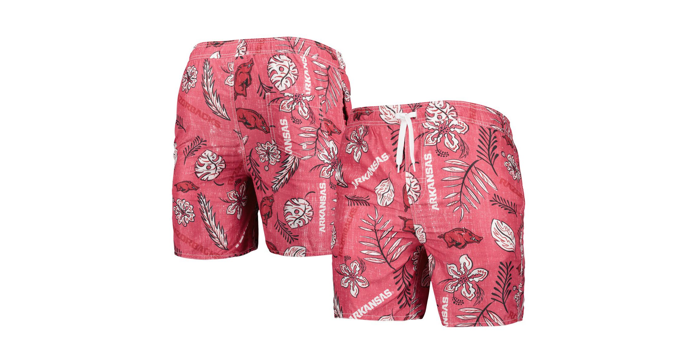 NCAA Arkansas Razorbacks Vintage Floral Swim Trunks