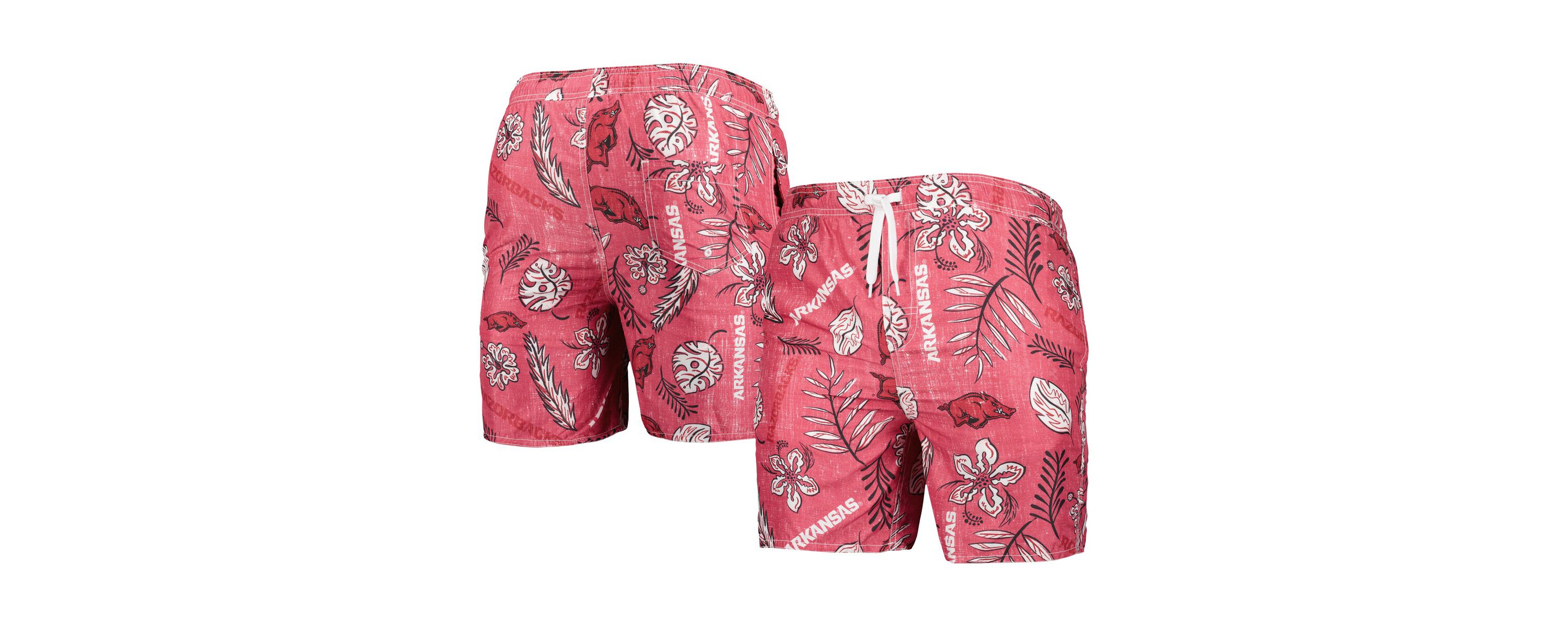 NCAA Arkansas Razorbacks Vintage Floral Swim Trunks