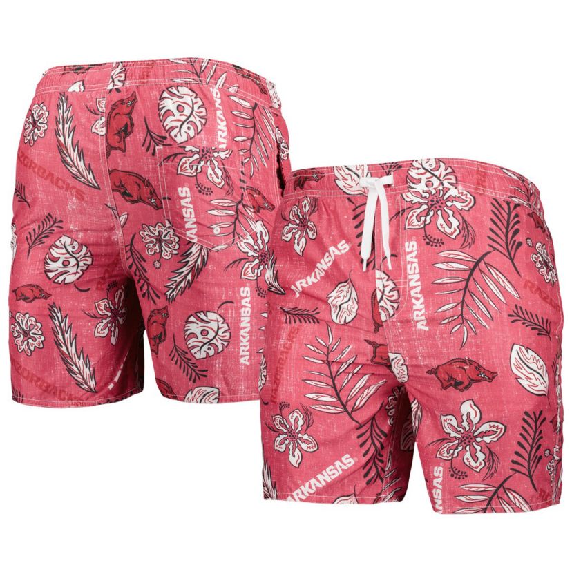 NCAA Arkansas Razorbacks Vintage Floral Swim Trunks