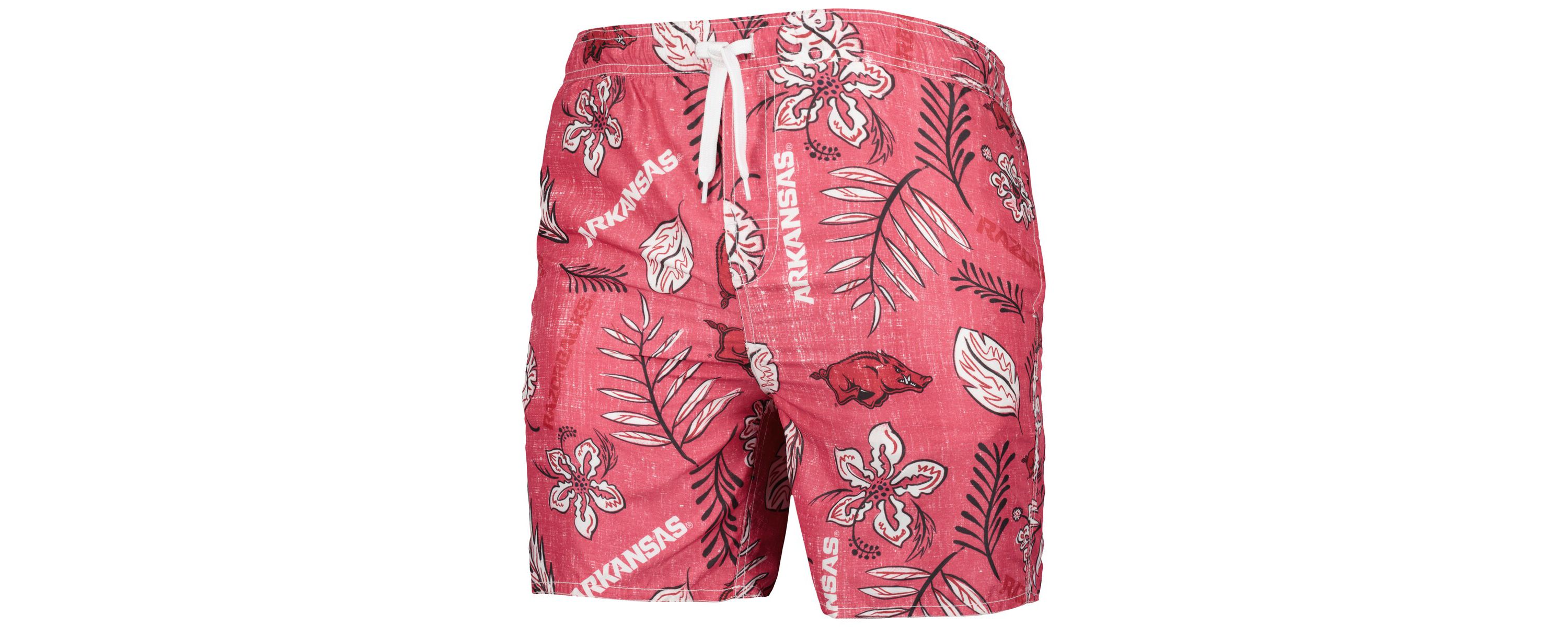NCAA Arkansas Razorbacks Vintage Floral Swim Trunks