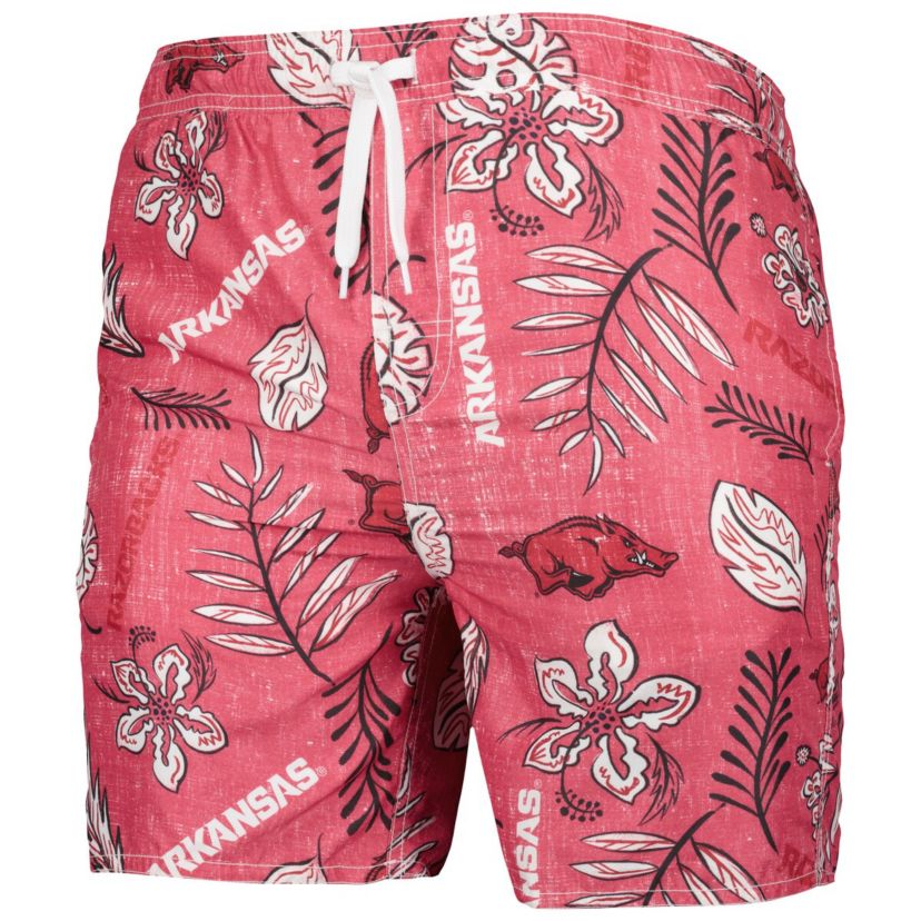 NCAA Arkansas Razorbacks Vintage Floral Swim Trunks