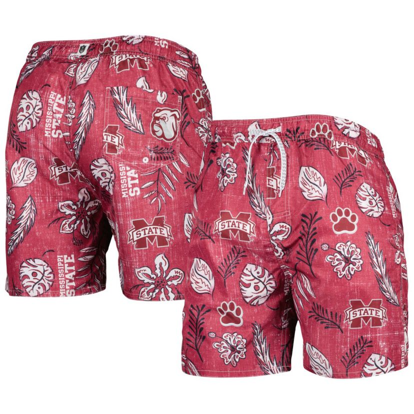 NCAA Mississippi State Bulldogs Vintage Floral Swim Trunks