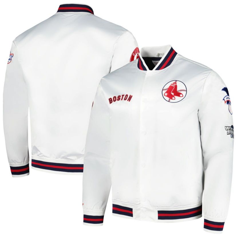 Boston Red Sox MLB Boston Sox City Collection Satin Full-Snap Varsity Jacket