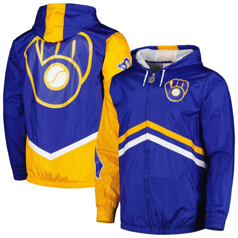 MLB Milwaukee Brewers Undeniable Full-Zip Hoodie Windbreaker Jacket
