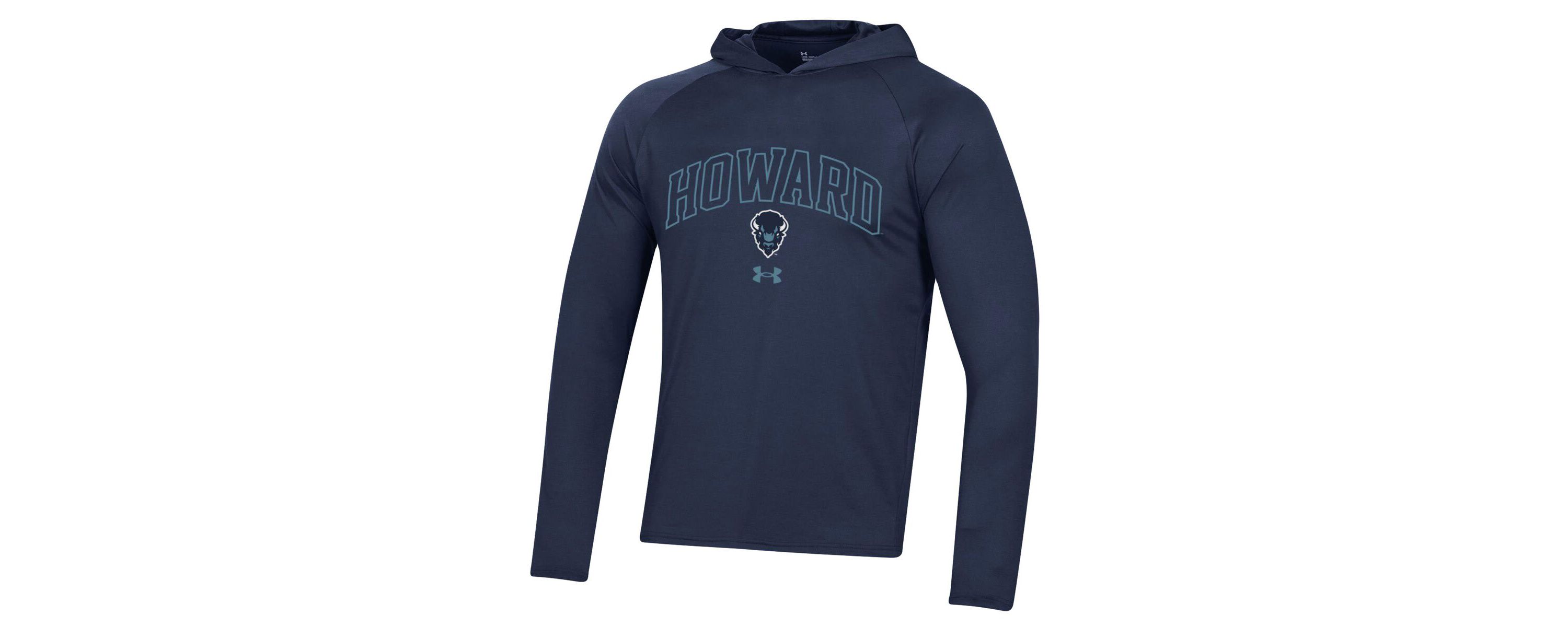 NCAA Under Armour Howard Bison 2023 Sideline Tech Hooded Raglan Long Sleeve T-Shirt