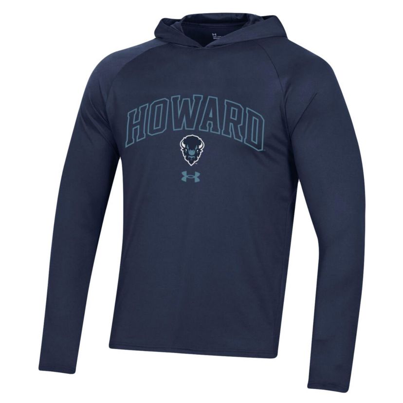 NCAA Under Armour Howard Bison 2023 Sideline Tech Hooded Raglan Long Sleeve T-Shirt