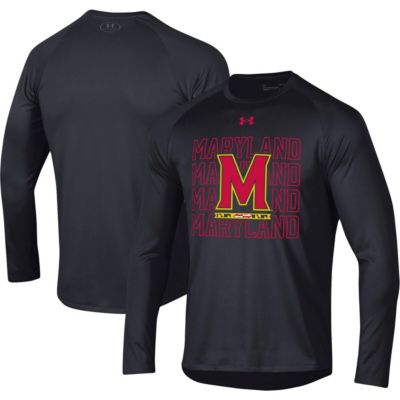 Men's NCAA Under Armour Maryland Terrapins 2023 Sideline Tech Raglan Long Sleeve T-Shirt, Black, X-Large -  0197142191267