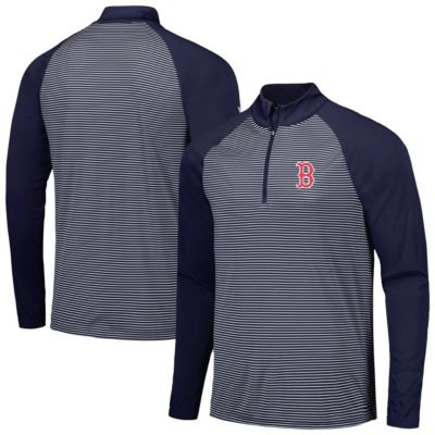 Levelwear Men's Boston Red Sox MLB Boston Sox Charter Striped Raglan Quarter-Zip Top, Navy Blue, 2XL -  0629321027680