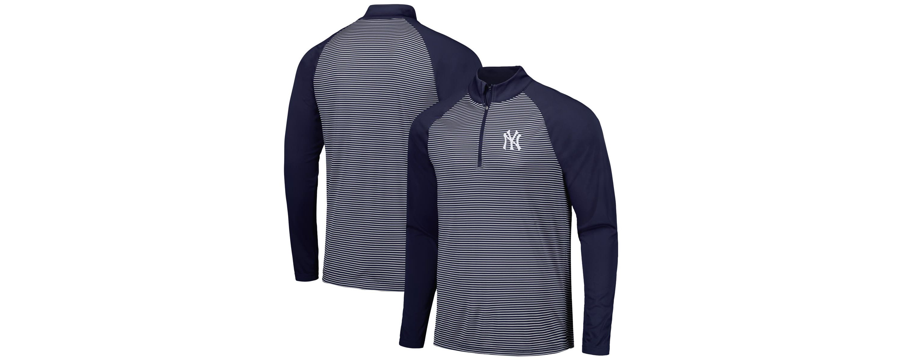 MLB New York Yankees Charter Striped Raglan Quarter-Zip Top