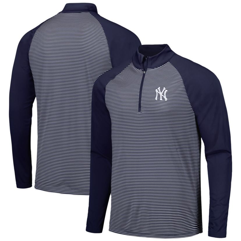 MLB New York Yankees Charter Striped Raglan Quarter-Zip Top