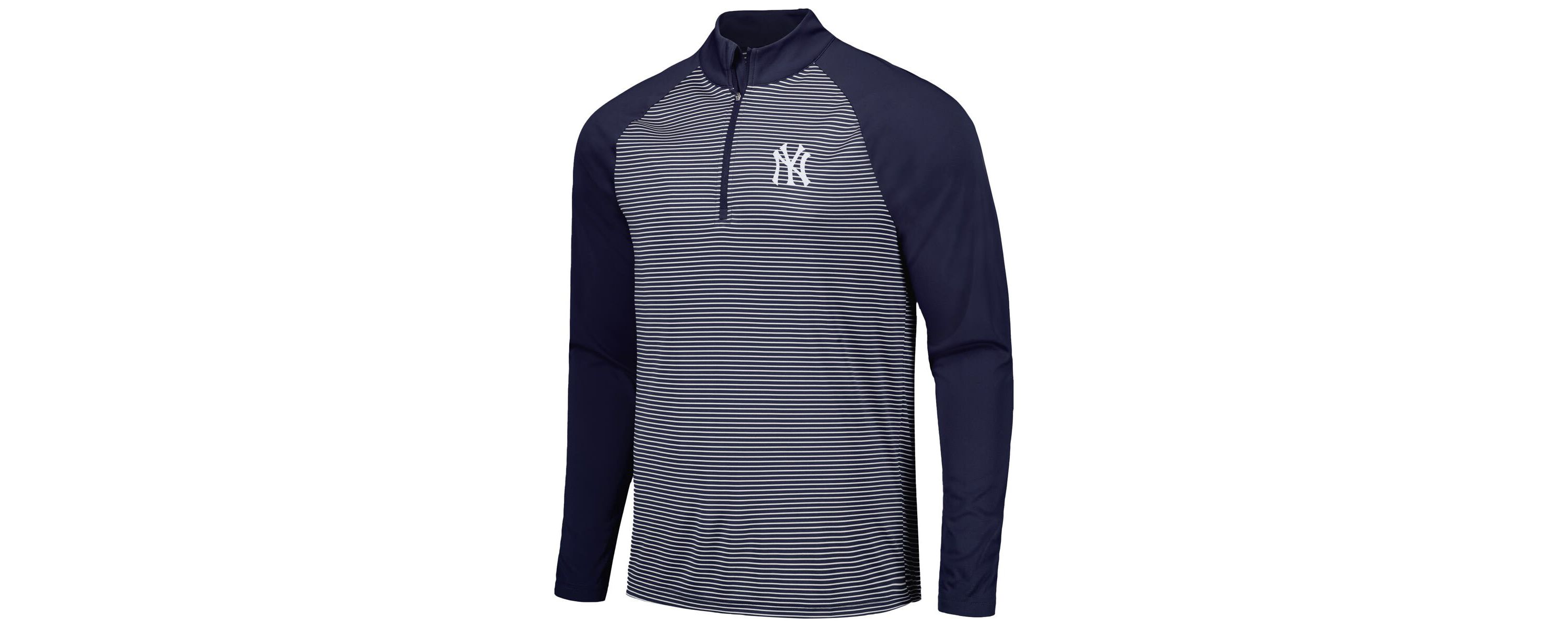 MLB New York Yankees Charter Striped Raglan Quarter-Zip Top