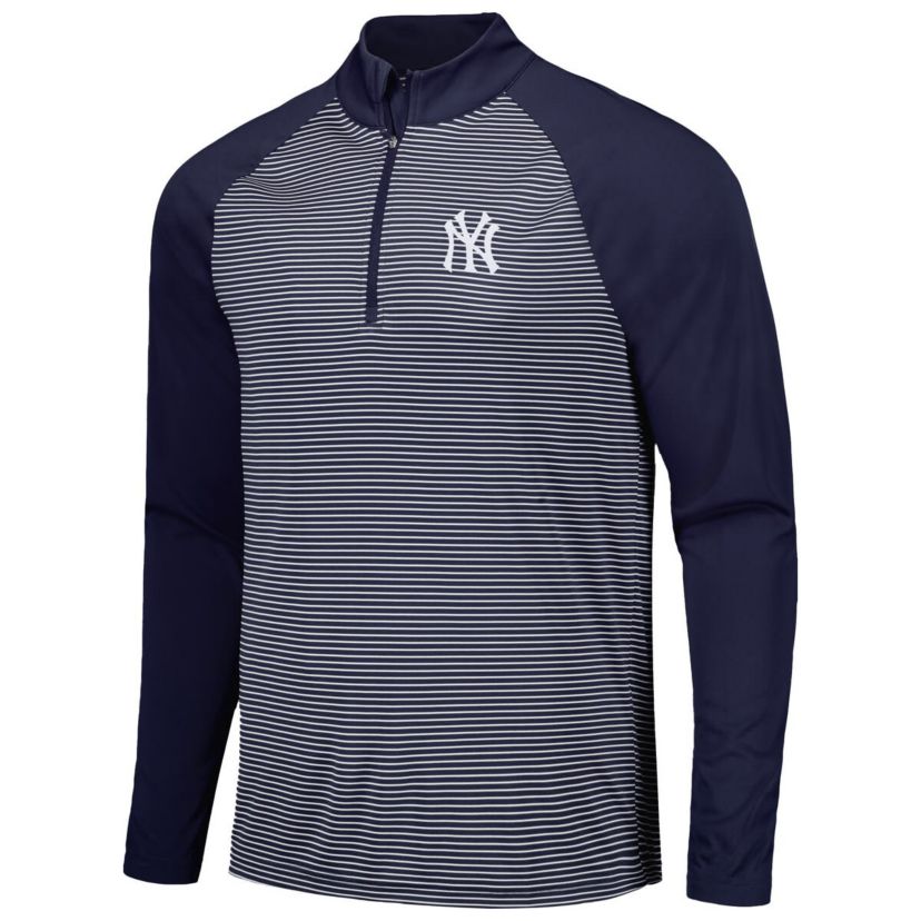 MLB New York Yankees Charter Striped Raglan Quarter-Zip Top